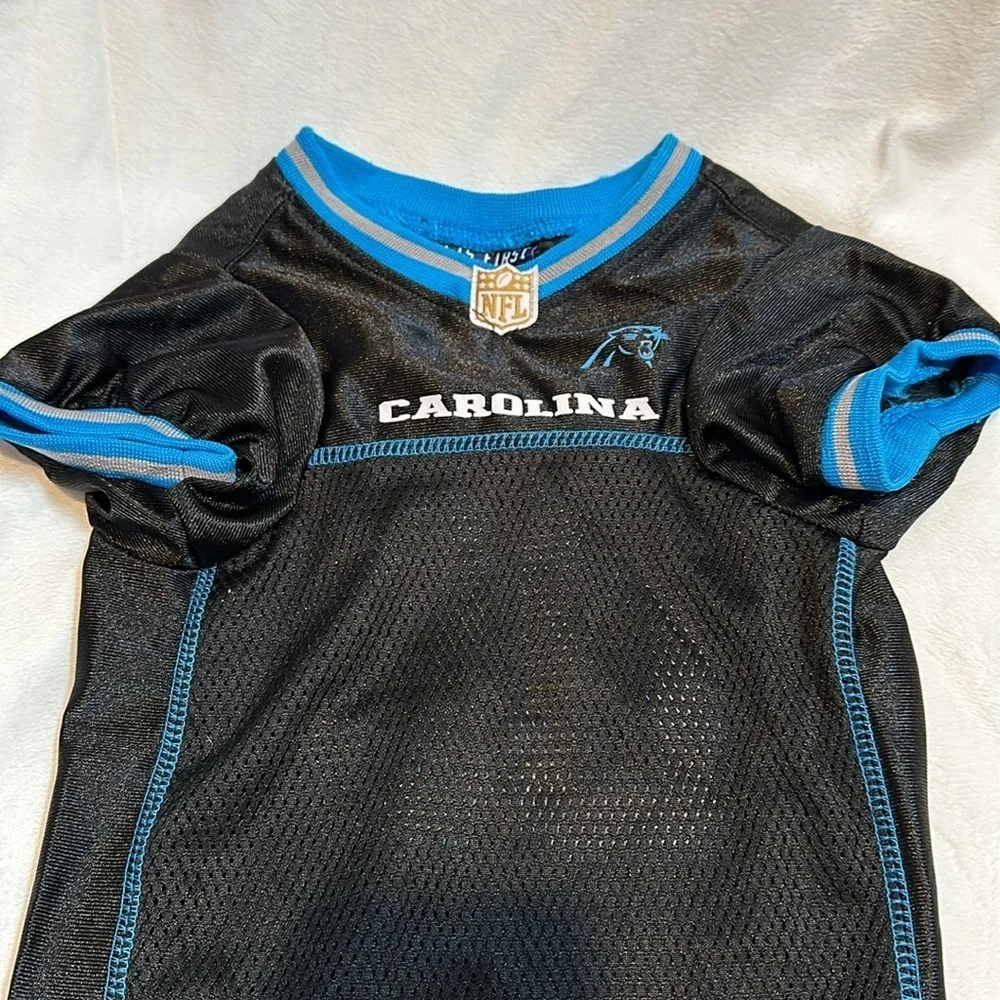 Pets First NFL Carolina Panthers Screen Printed Mesh Dog Jersey - Black & Blue - Picture 4 of 7